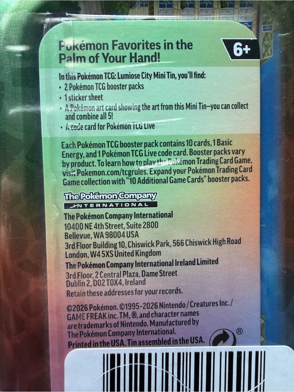 (Sealed) Pokemon TCG: Lumisoe City Minu Tins